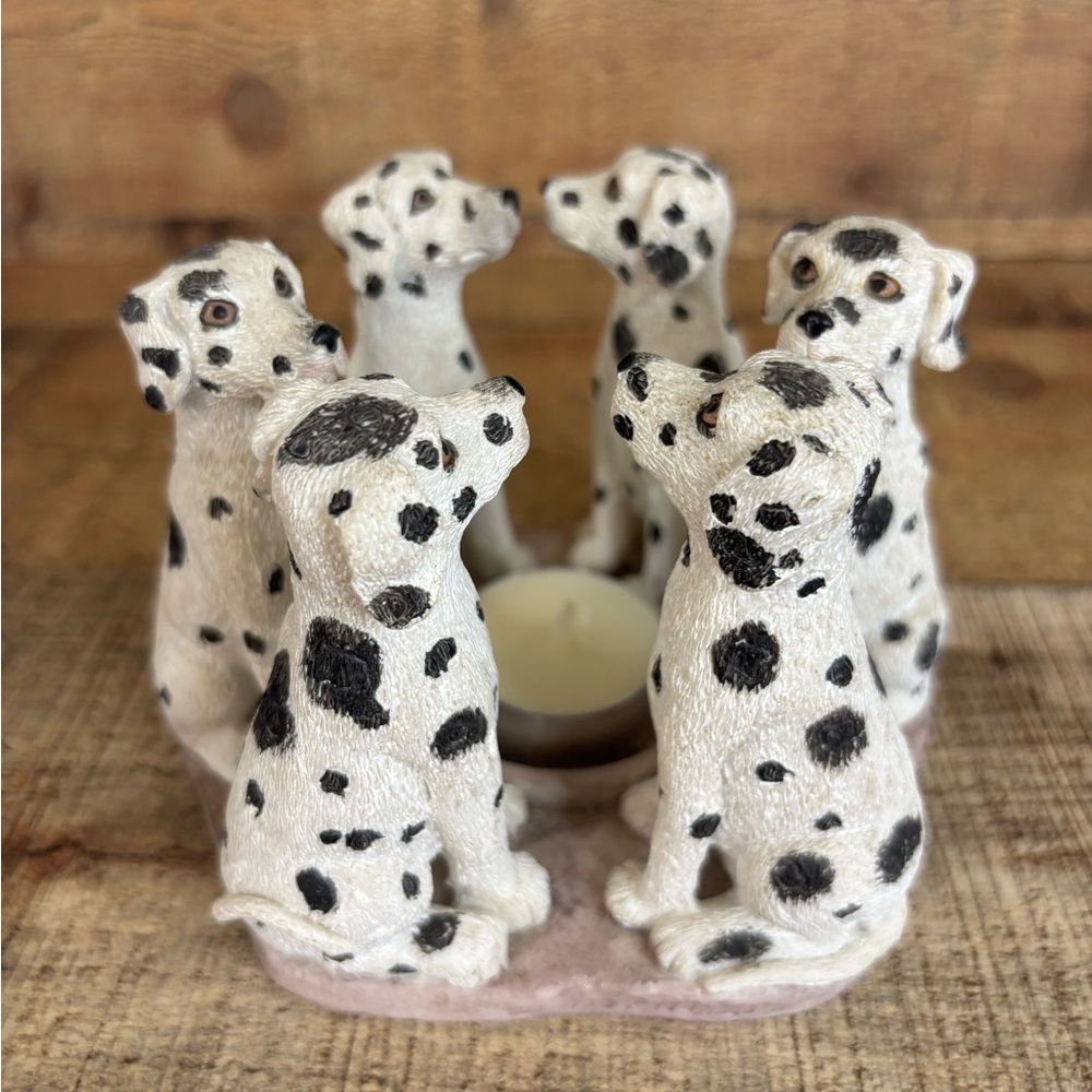 Dalmations Circle Votive Candle Holder Figurine Fire Co. Dogs 2001